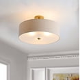 thumbnail image 2 of SAFAVIEH Jolana 20 in. Modern 3-Light Gold Painting Iron Mount Light with Cotton Shade, 2 of 8