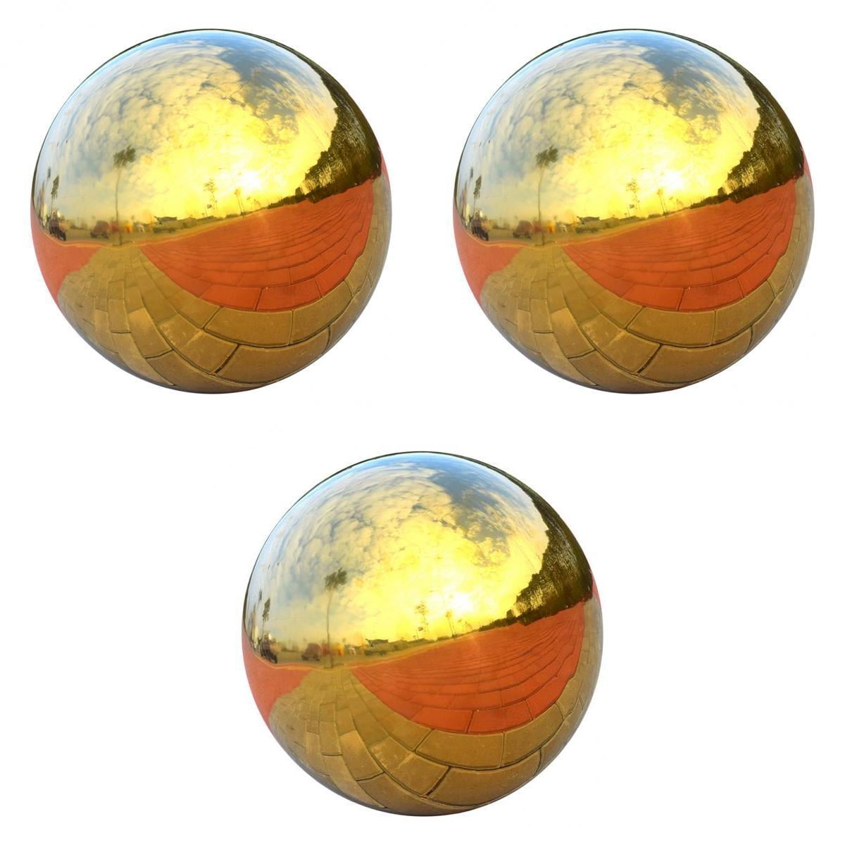 2x Gold Polished 304 Stainless Steel Gazing Globe Ball Home Garden Ornaments 