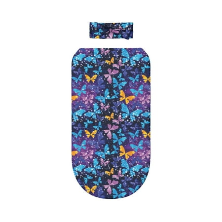

Lafuoo Butterflies Of The Starry Sky Pattern 0-6 Months Newborn Swaddle Bag Headband Set for Girls Clothes Baby Care Products