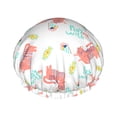 thumbnail image 1 of YFYANG Women's Double Waterproof Shower Cap, Pink Cat Doodle Reusable Hair Cap for All Hair Styles and Head Sizes, 1 of 9
