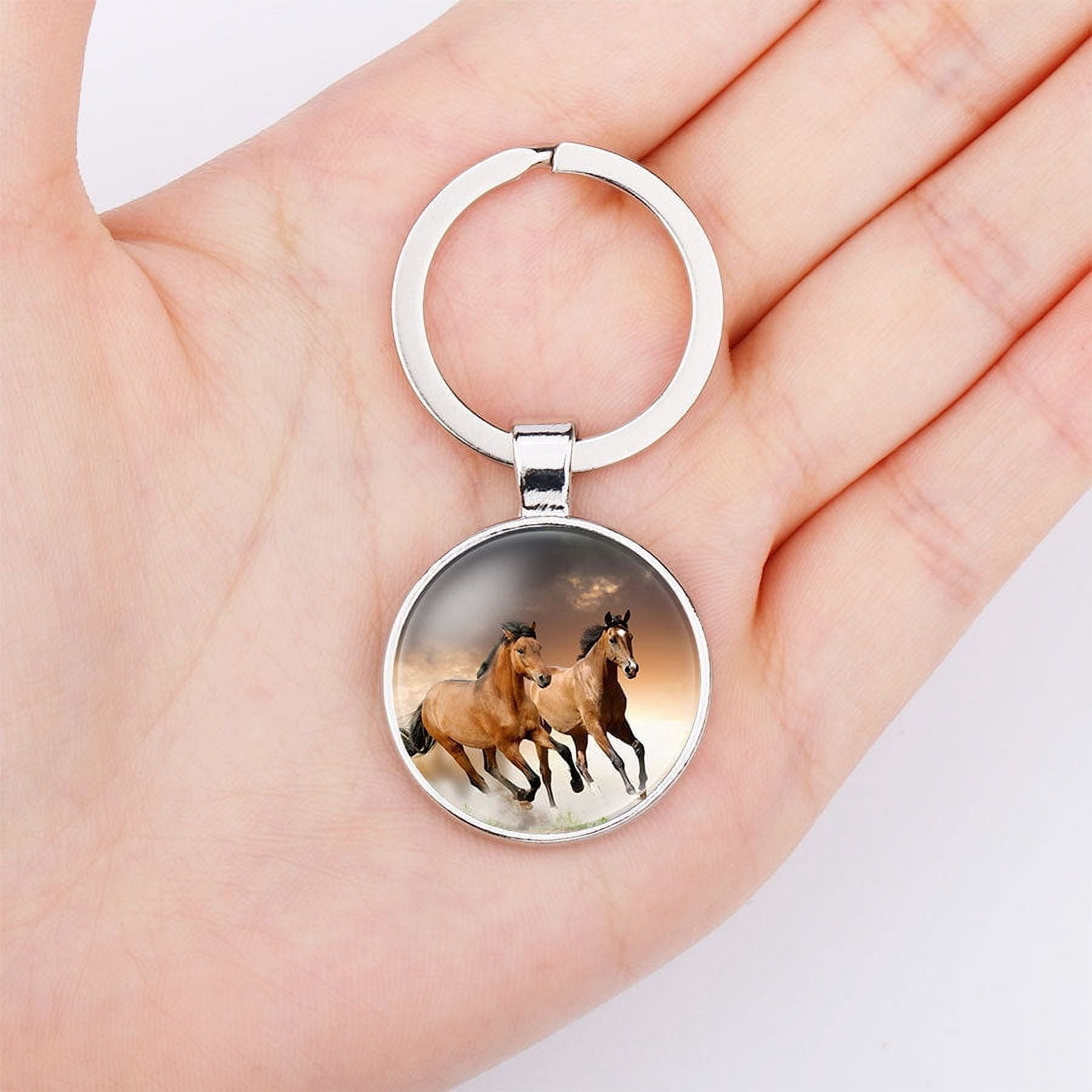 Alloy Glass Keychain with Exquisite Craftsmanship, Durable Key Ring for Women, Men, and Purse Accessories, 25mm Glass Diameter