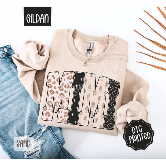 Mimi Tiger Sweatshirt, Trendy Women's Crewneck, Cute Grandma Sweatshirt, Neutral Grandmother Sweater, Mother's Day, for Her All Size S-5Xl