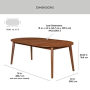 Better Homes & Gardens Greyson Mid-Century Extendable Dining Table, Solid Wood and Veneer, Acorn Finish