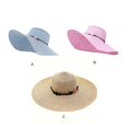 thumbnail image 2 of letairis Beach Sun Protection Hat Straw Wide Brim Cap Foldable Solid Color Summer Adjustable Head Seaside Sunproof Hats Accessory Blue Beige, 2 of 6