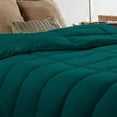 thumbnail image 3 of 1 Piece Luxury Long Box Pattern Comforter By D.N.G. BEDDINGS Premium Super Soft, All Season, 800 Thread Count, 100% Egyptian Cotton, Oversized Super King Size Teal Color, 3 of 5