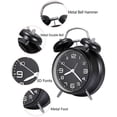 thumbnail image 4 of 4 inches Twin Bell Alarm Clock for Heavy Sleepers,Loud Alarm Clock with Backlight for Bedroom,Battery Operated, Stereoscopic Dial（Black）, 4 of 7
