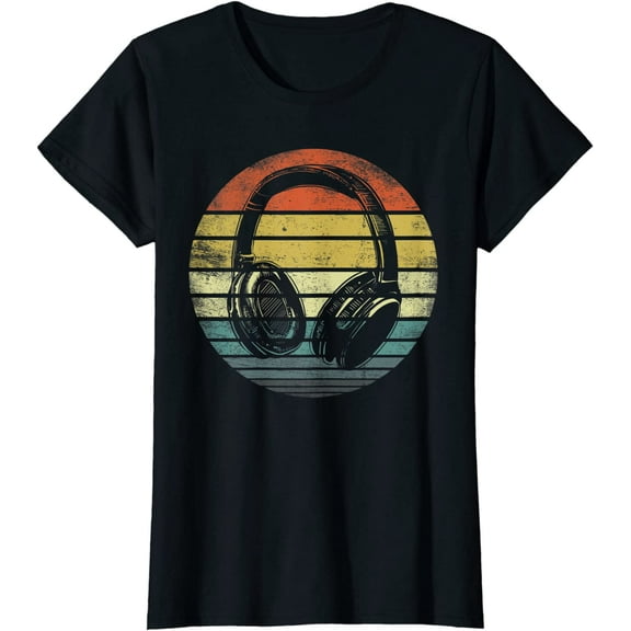 Music Lover Producer DJ Gifts Funny Retro Headphones T-Shirt