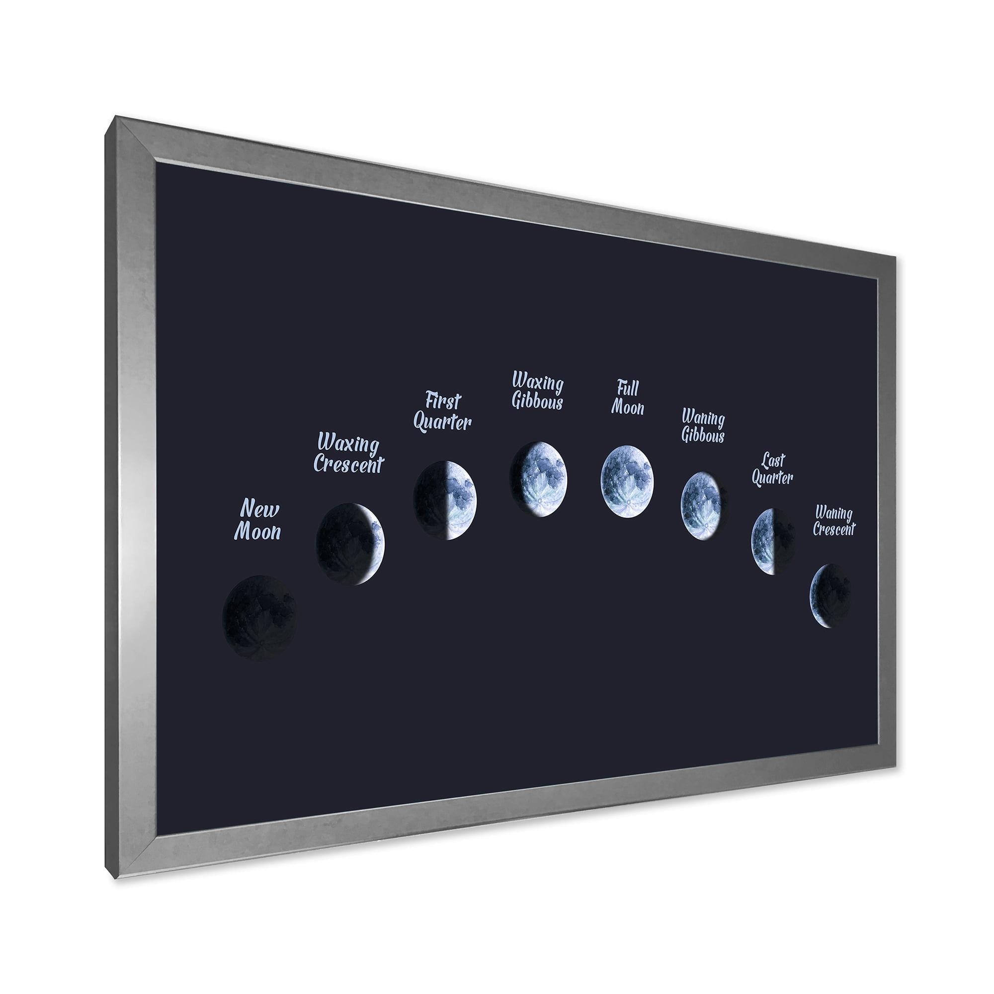 Designart 'Different Moon Phases In Space' Bohemian & Eclectic Framed Art Print