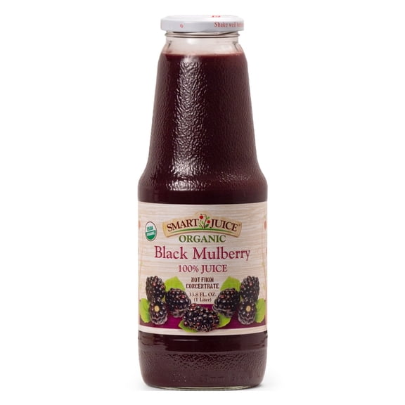 Smart Juice Organic Black Mulberry Juice - 100% Juice Not From Concentrate - 33.8 fl oz (1L) - (case of 6)