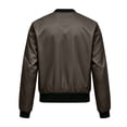 thumbnail image 6 of thefmos Women's Collarless Full Zip Long Sleeve Jacket Solid Color Casual Coat Fashion Spring Fall Outfit, Brown 2XL, 6 of 7
