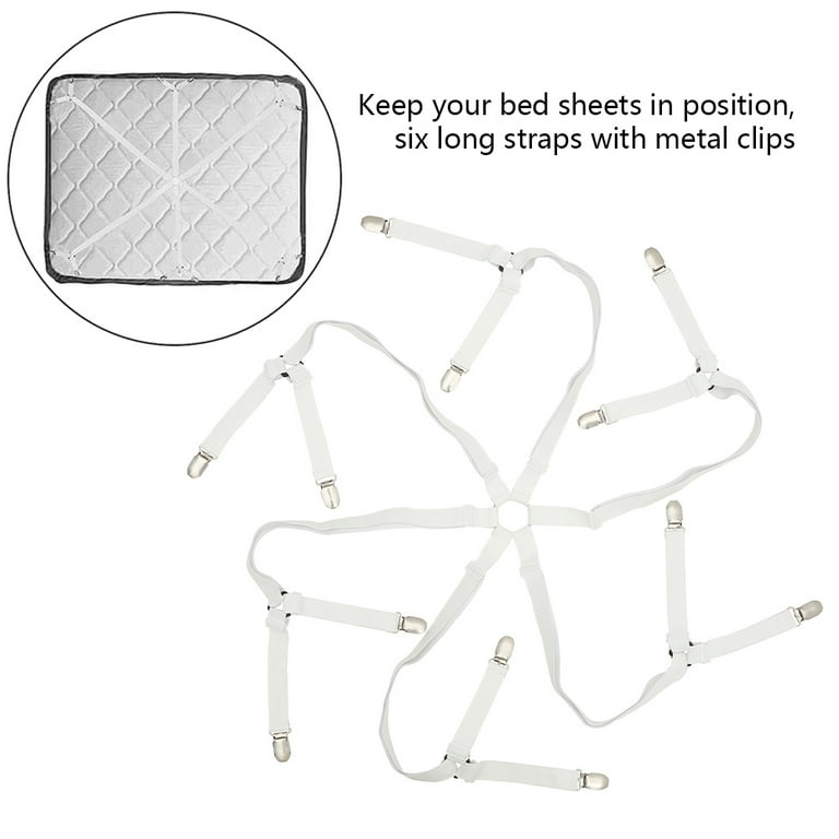 6 Sides Heavy Duty Triangle Bed Sheet Clip, Adjustable Elastic Sheet Straps  Suspenders Gripper Fastener Holder, Crisscross Bed Sheet Clip, Fit Round