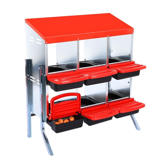 Chicken Nesting Box - 6 Compartment Metal Wall Mount Poultry Nesting Box for Chicken,Roll Away Laying Boxes for Hens,Easy Egg Collection, Easy Cleaning for Coop, Backyard, Farms