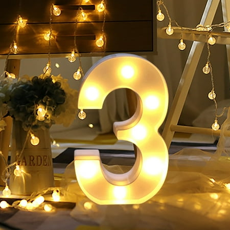 

DYTTDO Home Goods Alphabet LED Digital Lights Light Up White Plastic Digital Standing Hanging 3 Cost Saving Great Gifts for Family