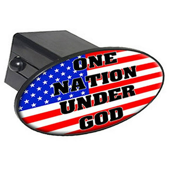 One Nation Under God, Usa Flag Country, United States 2" Oval Tow Trailer Hitch Cover Plug Insert
