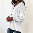 thumbnail image 6 of Women's Solid Velvet Long Sleeve Tops Notched V Neck Loose Tunic Shirts Business Casual Blouses Fall Winter Dressy Tops Daily Outfits White, 6 of 7