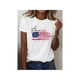 thumbnail image 1 of 1pc Women's Patriotic american Flag Print T-Shirt - Lightweight, Breathable Casual Round Neck Short Sleeve Top for Spring/Summer, independence Day & Casual attire, White with Blue Choker Design, 1 of 6