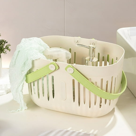 White Bath Basket Bathroom Wash And Brush Supplies Hand Carried Basket Dry Wet Separation Dormitory Storage Shower Caddy 10 X 7.67 X 6.29 Inches 0.47 Lb