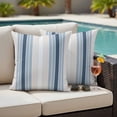 thumbnail image 4 of Grey Blue Vertical Stripes Outdoor Waterproof Pillow Covers, Modern Minimalist Abstract Decorative Square Throw Pillowcase Sofa Cushion Sham for Patio/Couch/Chair, 24"x24" 2 Pack, 4 of 8