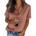 thumbnail image 4 of PRETTYGARDEN Womens Summer Button Down Shirts Short Sleeve Work Tops Dressy Satin Blouses Spring Business Casual Outfits, 4 of 8