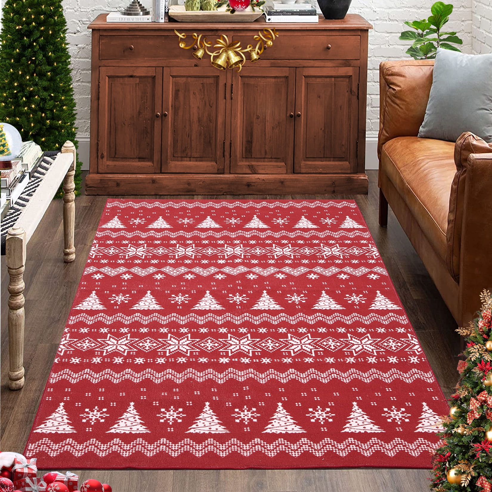 Christmas Let It Snow Winter Snowflake Area Rugs 2x3ft, Bedroom Area Runner  Rug (Non-Skid) for Hallyways, Carpets Living Room Indoor Outdoor Nursery