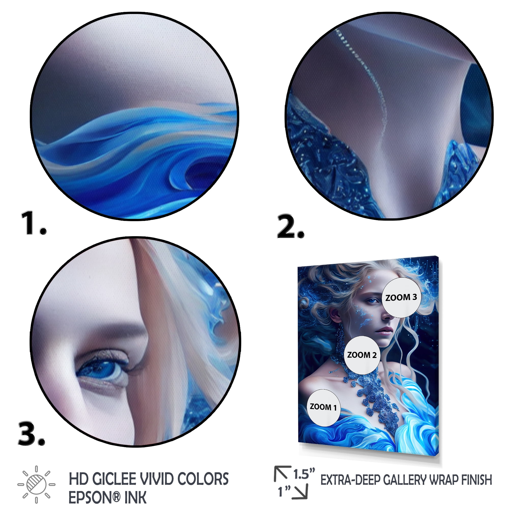 Designart Silver Ice And Blue Archangel IV Canvas Wall Art