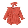 thumbnail image 2 of Herrnalise Autumn Toddler Kids Baby Girls Cute Clothes Jumpsuit Long Sleeve Bodysuit Romper With Headband,Discount, 2 of 8