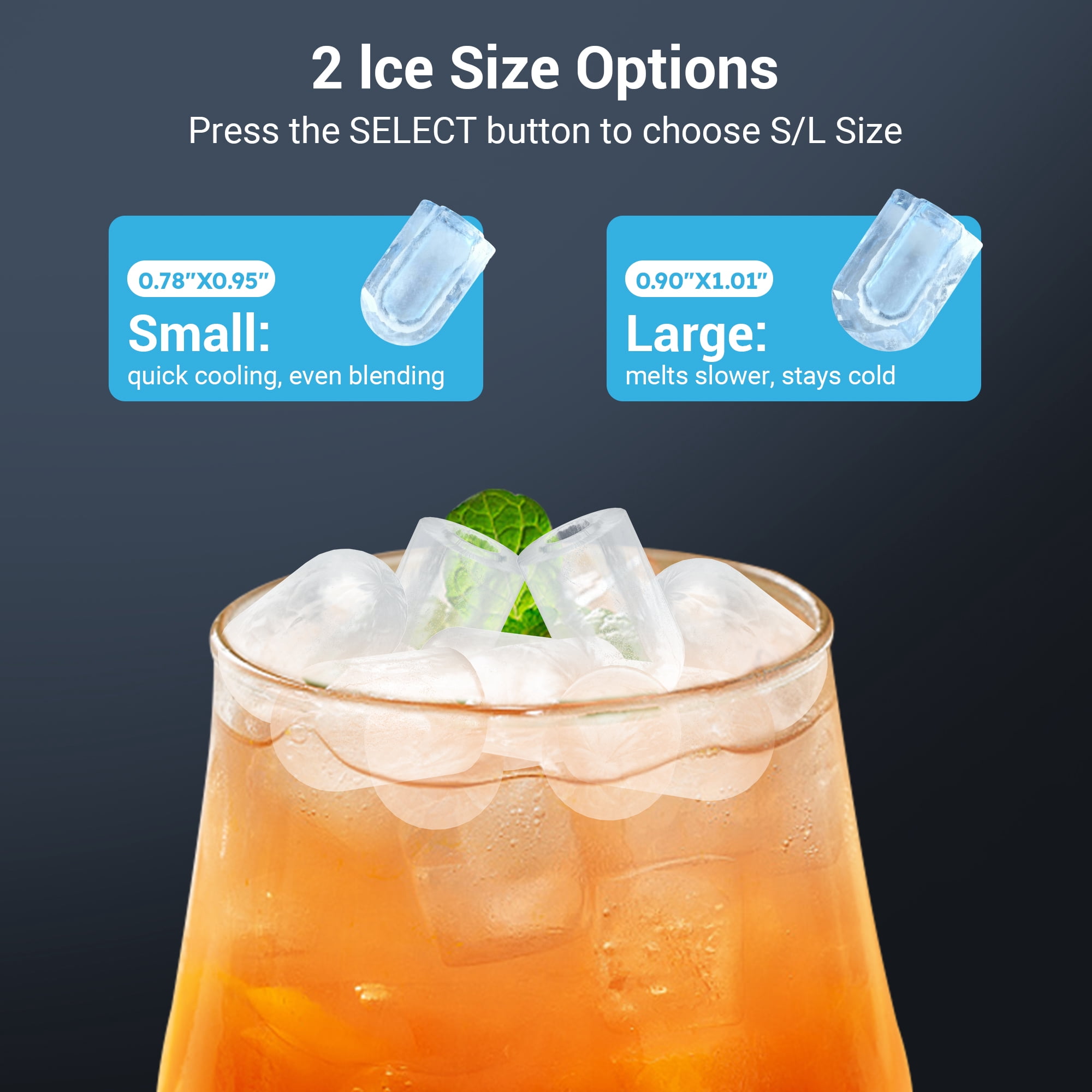 Snowyermine Countertop Ice Maker with Handle,Portable Ice Machine with Basket and Scoop, 8 Bullet Ice In 6 Mins, 26Lbs/24H, Self-Cleaning