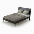 thumbnail image 3 of Camaflexi Mid Century Platform Bed Wood Panel Bed Frame with Headboard, Full, Black, 3 of 7