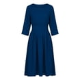 thumbnail image 4 of Odbmxy A-Line Midi Dresses for Women Long Sleeve Fall Cotton Linen Women Dresses Plain Dressy Business Flowy, 4 of 7