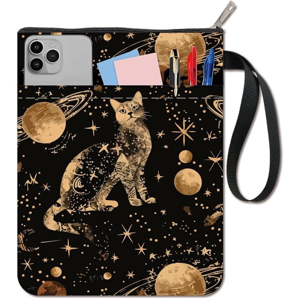 Funda de libro Planet Book Covers Star Cat Book Sleeve Moon Book Protector para libros de bolsillo Funda de tela lavable con cremallera y bolsillo adicional
