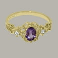 thumbnail image 6 of LBG British Made 14k Yellow Gold Natural Amethyst & Cubic Zirconia Womens Trilogy Ring - 33 size options - Size 11.25, 6 of 8