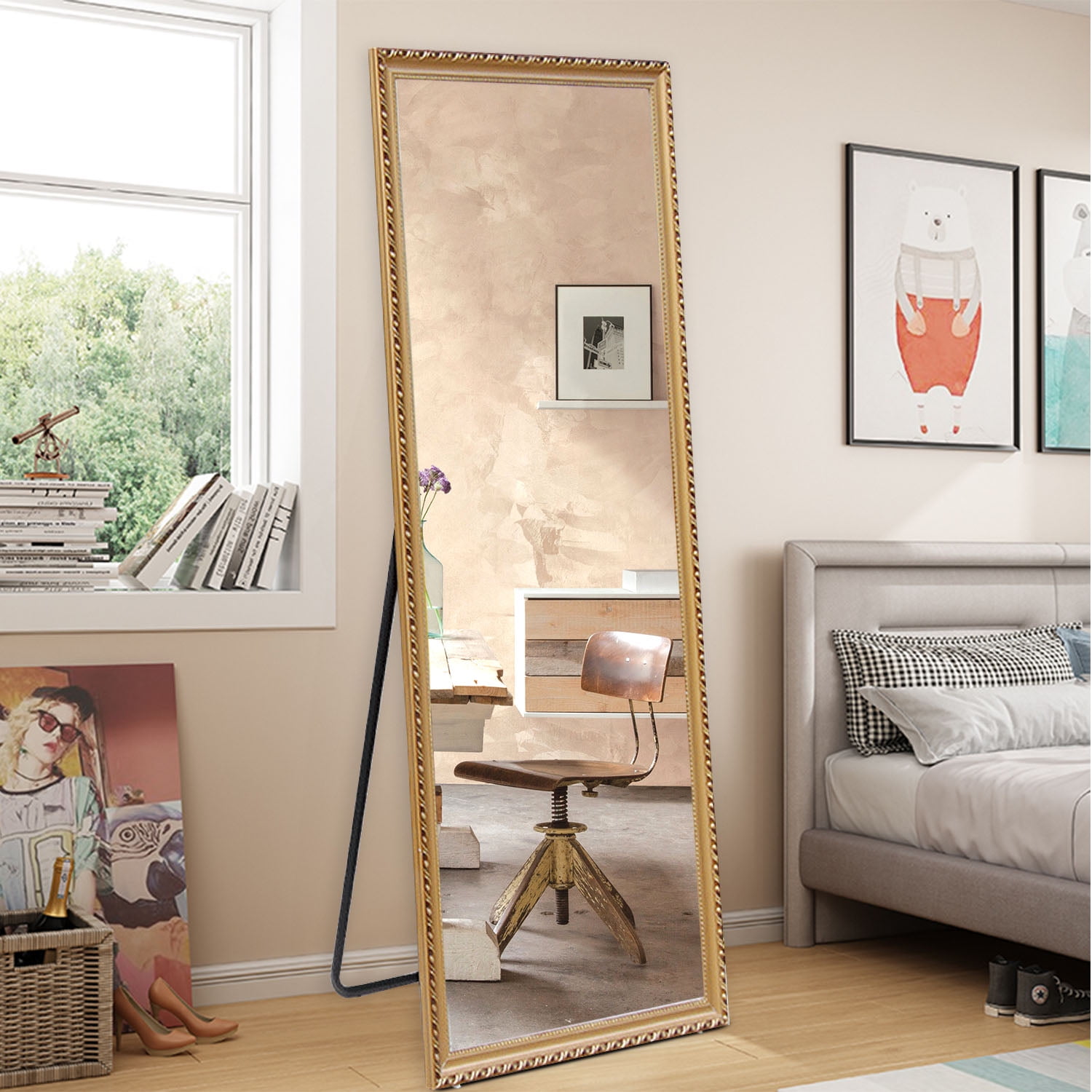 NeuType Full Length Mirror Floor Mirror with Standing Holder Large Wall