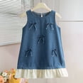 thumbnail image 2 of Splozh Kid Dresses 2T 3T 4T 5T 6T 7T Toddler Girl's Cute Bow Denim Dress Sleeveless Ruffle A Line Tank Dresses,Blue,6-7 Years, 2 of 9