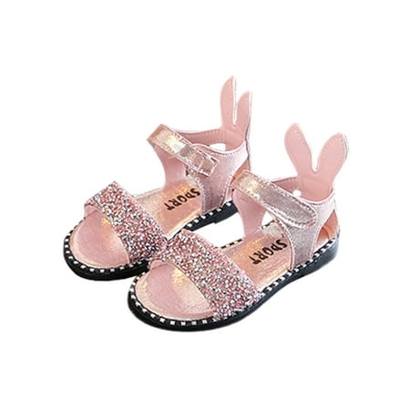 

Gomelly Kids Flat Sandals Ankle Strap Dress Sandal Beach Princess Shoes Comfort Party Wedding Pink 9.5C