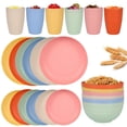 thumbnail image 1 of Nvzi 24pcs Wheat Straw Dinnerware Set,Plates and Bowls Set,Camping Dish Set for 6, Plastic Dinnerware Set,Dishwasher Safe Dinnerware Set,Multicolour A, 1 of 5