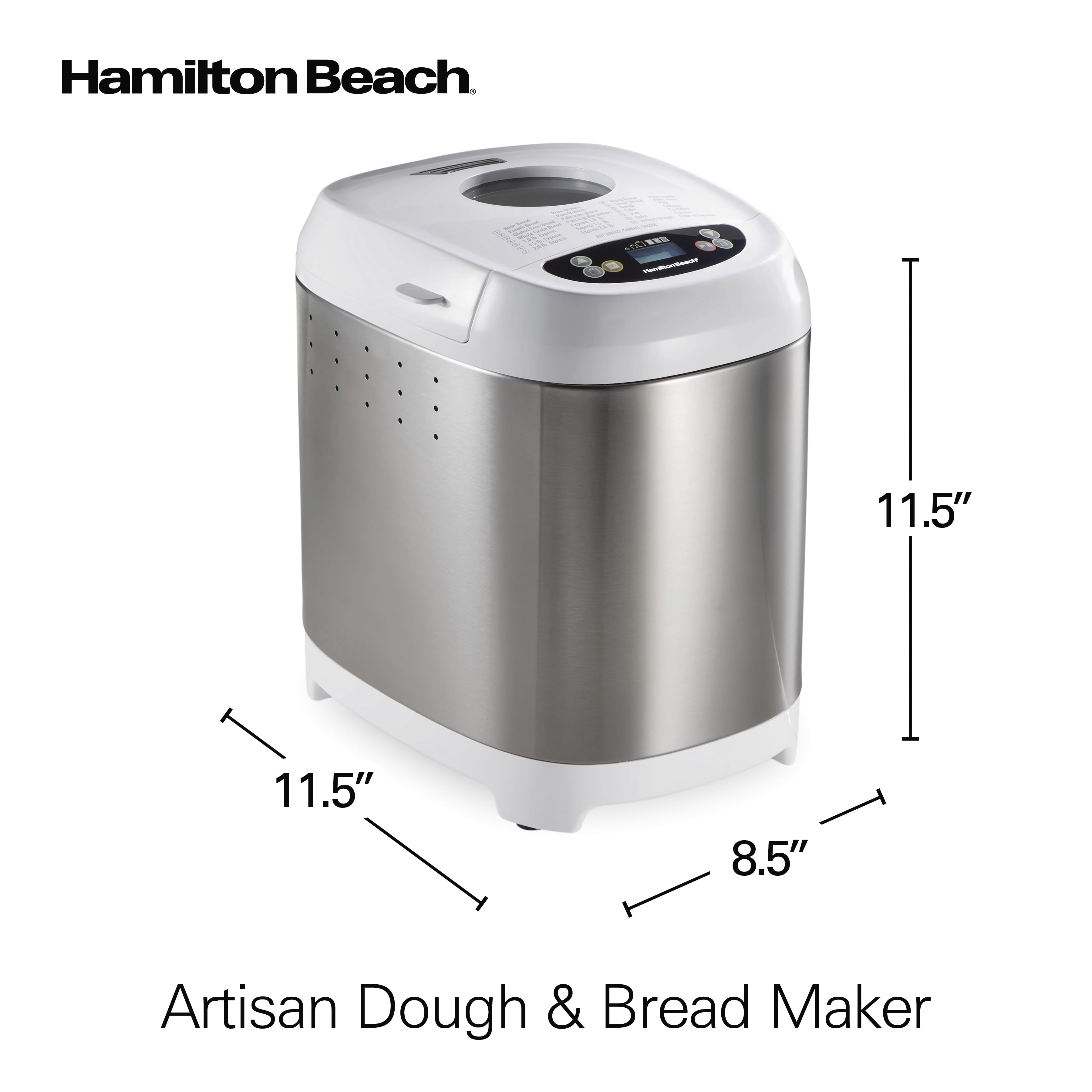 Hamilton Beach Artisan Dough and Bread Maker, 14 Settings including  Gluten-Free, White, 29987 