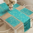 thumbnail image 2 of Ambesonne Yellow and Blue Table Runner & Placemats, Twig and Leaves, Placemat 4 pcs + Runner 16"x72", Turquoise Pale Yellow, 2 of 2