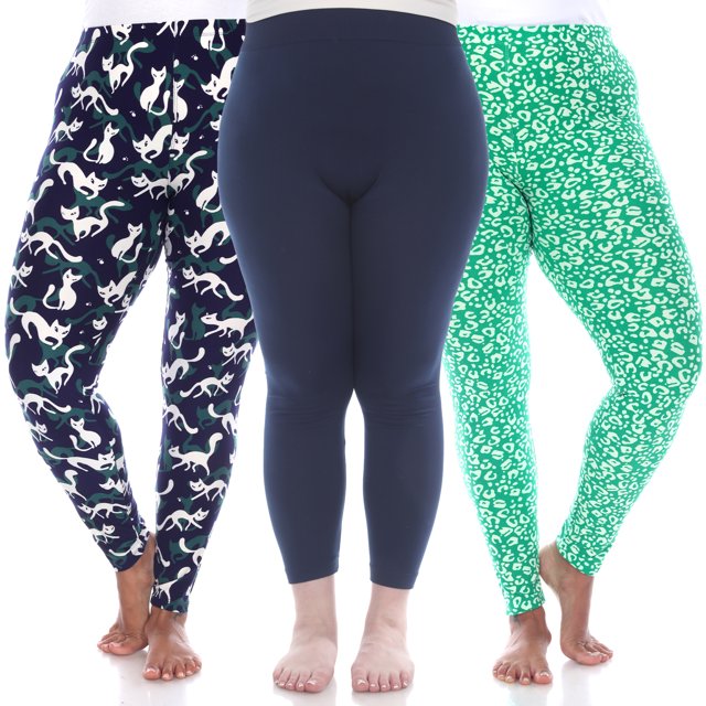 White Mark Women's 3-Pack Soft Stretchable Printed Leggings