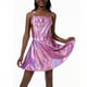 thumbnail image 1 of Txlixc Vestido de mujer, vestido de tirante sin mangas de cuello cuadrado brillante láser con tirantes cruzados Txlixc moda, 1 of 5