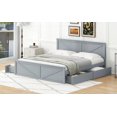 thumbnail image 4 of King Size Wooden Platform Bed - Four Storage Drawers & Support Legs, Gray, 4 of 16