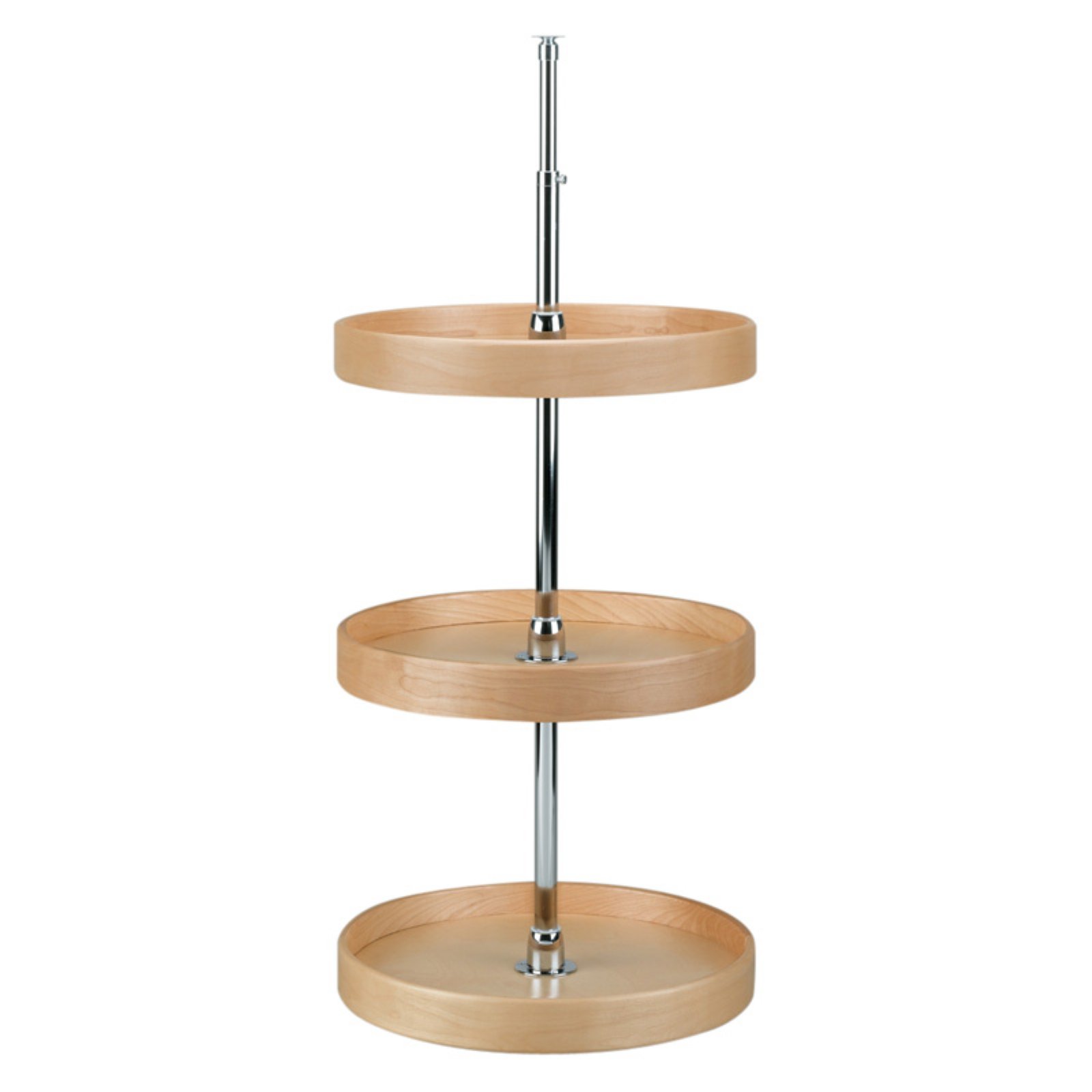Lazy Daisy 18 Inch Natural Wood Full Circle 3 Shelf Lazy Susan with