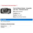 thumbnail image 2 of Front Left Wheel Cylinder - Compatible with 1964 - 1966 Buick Special 1965, 2 of 2