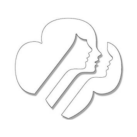 - WHITE Girl Scouts Faces Logo Shaped Sticker Decal (emblem insignia scouting) 4 x 4 inch