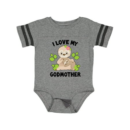 

Inktastic Cute Sloth I Love My Godmother with Green Leaves Gift Baby Boy or Baby Girl Bodysuit