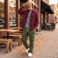 thumbnail image 5 of Vxararl Mens Corduroy Cargo Wide Leg Pants, Loose Street Trousers, Elastic Drawstring Waist Multi‑Pocket Casual Pants for Daily Outdoor Outfits Army Green M, 5 of 6