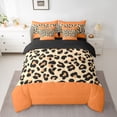 thumbnail image 2 of jejeloiu Leopard Cheetah Pattern 7pcs Bedding Comforter Set,Chic Minimalism Artwork Queen Bedding Sets,Orange Brown Queen Sheet Sets For Kids,Luxury Bedroom Decor Reversible, 2 of 8