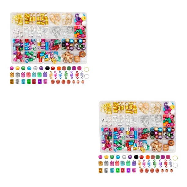 Vogacara 238 piezas Dreadlock trenza puños cuentas anillos decoración del cabello Paquete de caja 2Conjunto