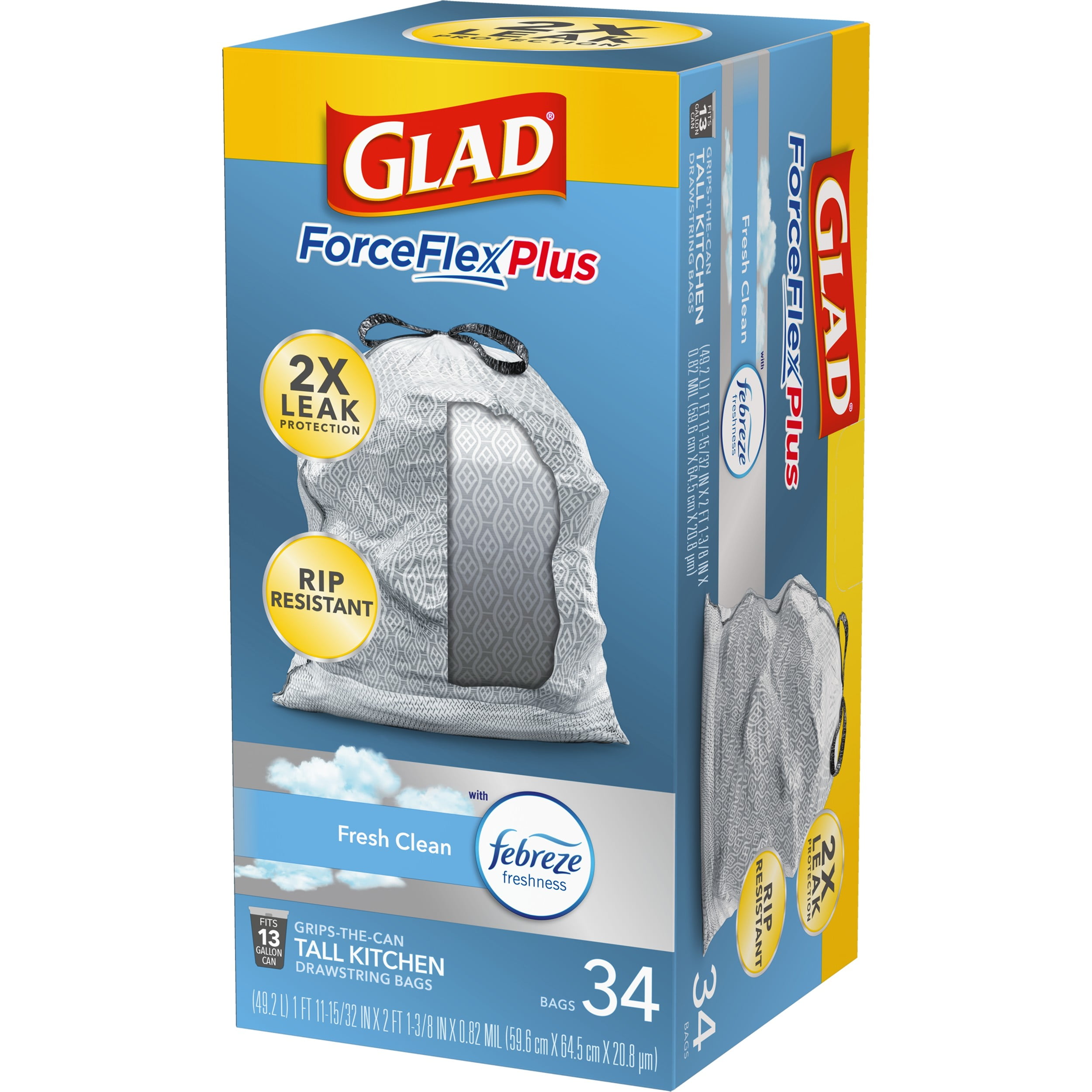 Glad ForceFlex Plus Drawstring Bags, Grips-the-Can, Trash Bags