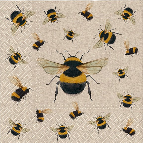 Set of 4 Large We Care Dancing Bees Napkins