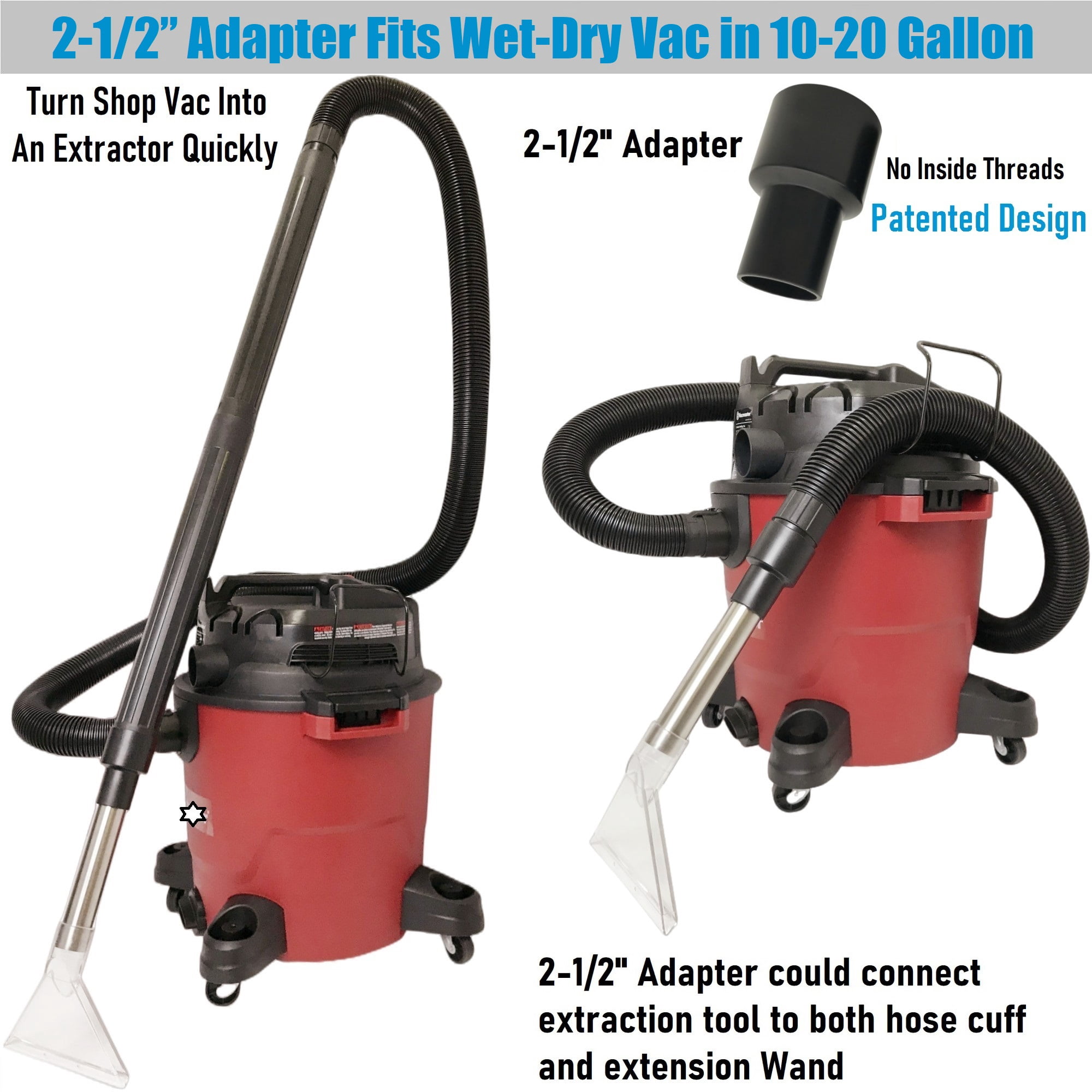 YSJWAER Carpet Vac Extractor Attachment-Tool - Cleaning Vacuum Clear Upholstery Car Detailing Turn Shop Vac Into An Extractor